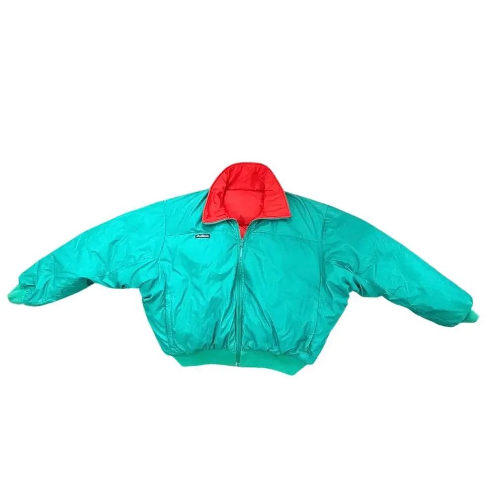 Vintage Columbia Reversible Duck Down Puffer Jacket Teal Red